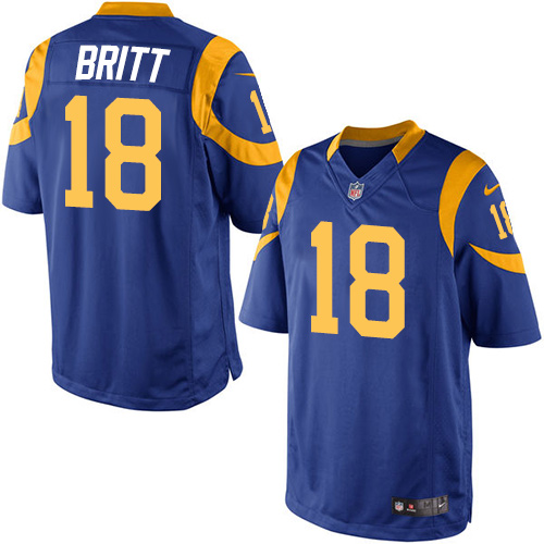Men's Limited Kenny Britt Nike Jersey Royal Blue Alternate - #18 NFL Los Angeles Rams
